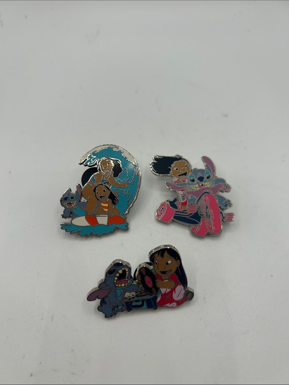Disney Pink Blue Black Lilo & Stitch Enamel Pin Set